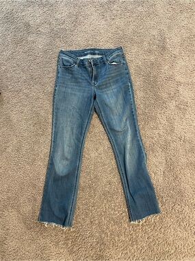 Old Navy Midwash Straight Crop Jeans with Raw Hem